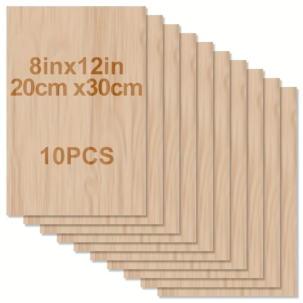 Wood Sheets For Crafts 10pcs Basswood 12 X 8 X 1/12 Inch 2mm Thick Plywood Smooth Surfaces Unfinished Squares
