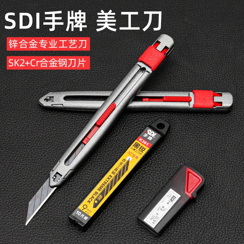 Utility Knife Box Cutter Cutting Knife Box Opener 9mm Snap Off Utility Knife Set Wallpaper Box Cutter Zinc Alloy Shell High Carbon Steel Sharp Blades Auto Lock Deign Hand Tool