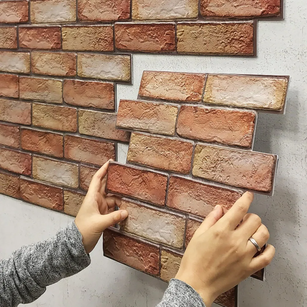

10 шт., самоклеящиеся 3D-обои из ПВХ с изображением кирпичей