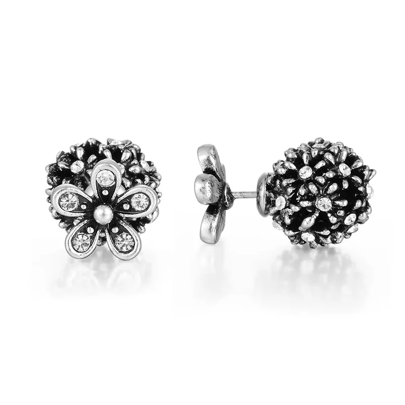 

Crystal Pearl Flower Ball Stud Earrings For Women Sliver Simple Rhinestones Earring Fashion Jewelry boucle d'oreille femme 2023
