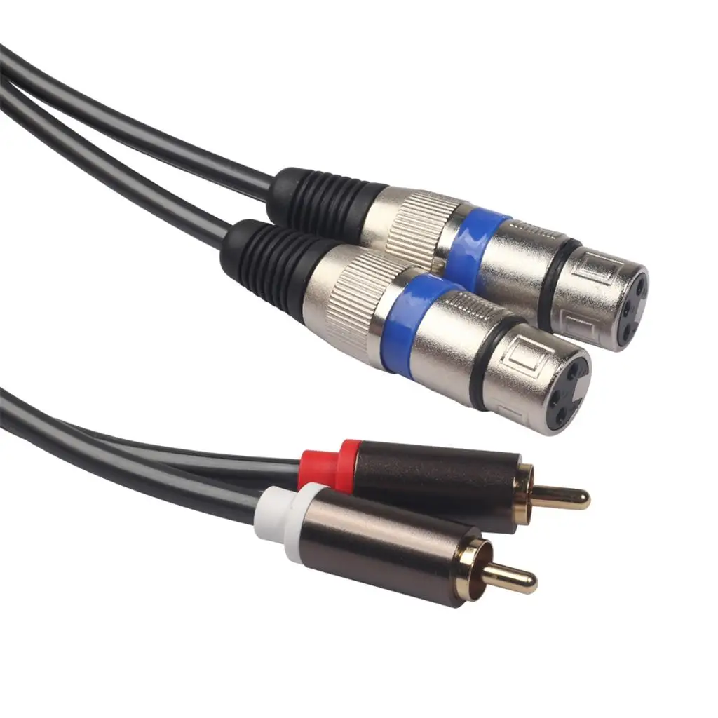 XLR Cable, Heavy Duty 2 XLR Female to 2 RCA Male Patch Cord Stereo Audio Connection Wire-5 ft / 1.5m