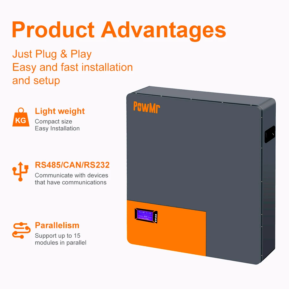 PowMr V 100Ah 5KWH Rackmontierbare Batterie 6000 + Eingebautes BMS RS485/CAN Unterstützt Parallelschaltung für Solarsysteme – Detail 6