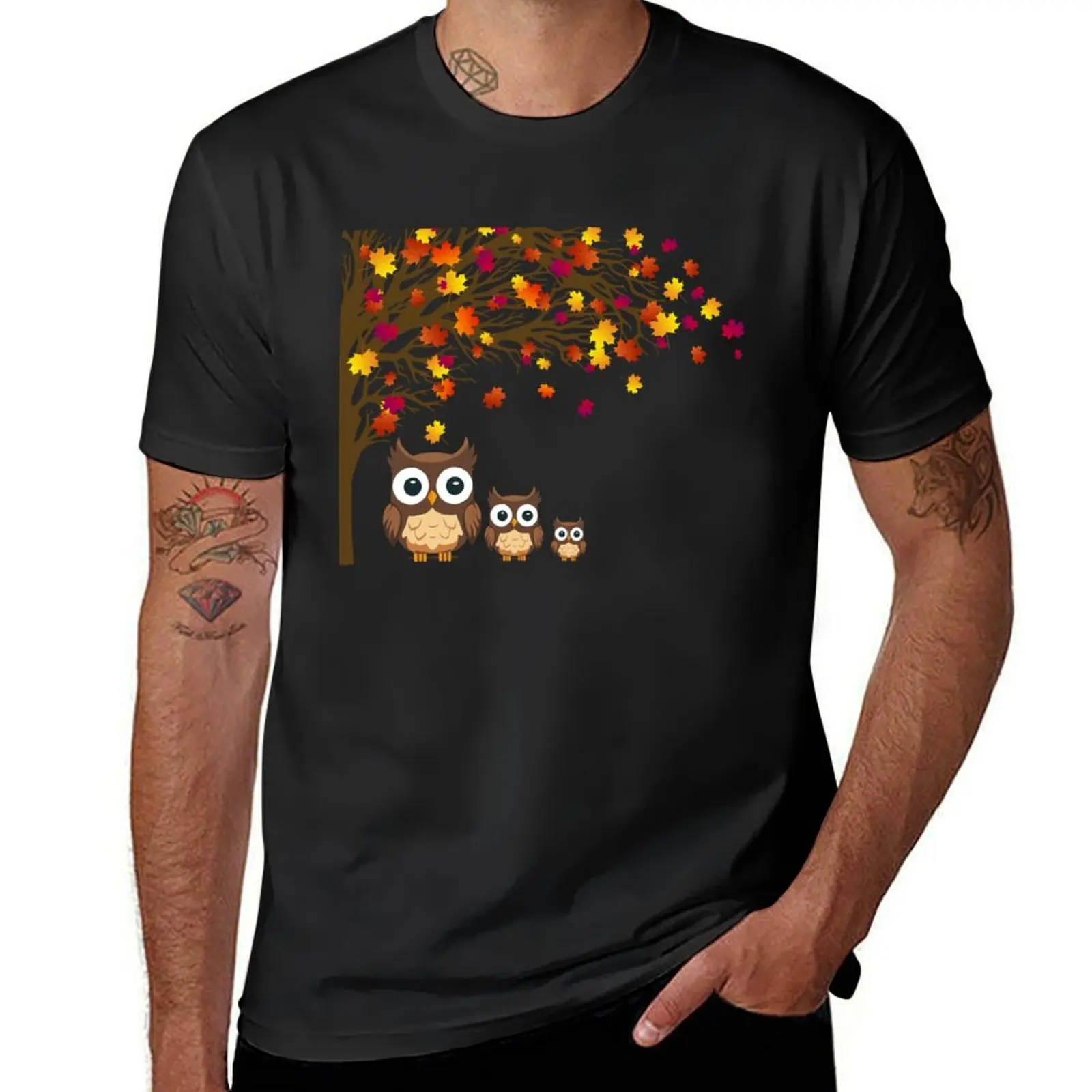 

Owl Fall Autumn Leaf Tree Funny Owl Lovers Gift T-Shirt T-Shirt new edition shirts graphic tees cute clothes Men's t-shirts