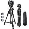Phone Travel Self Tripod  Aluminum Tall 55” 140CM Stand With Quick Plates Mount Pan Head For Canon Nikon DSLR SLR Digital Camera 1