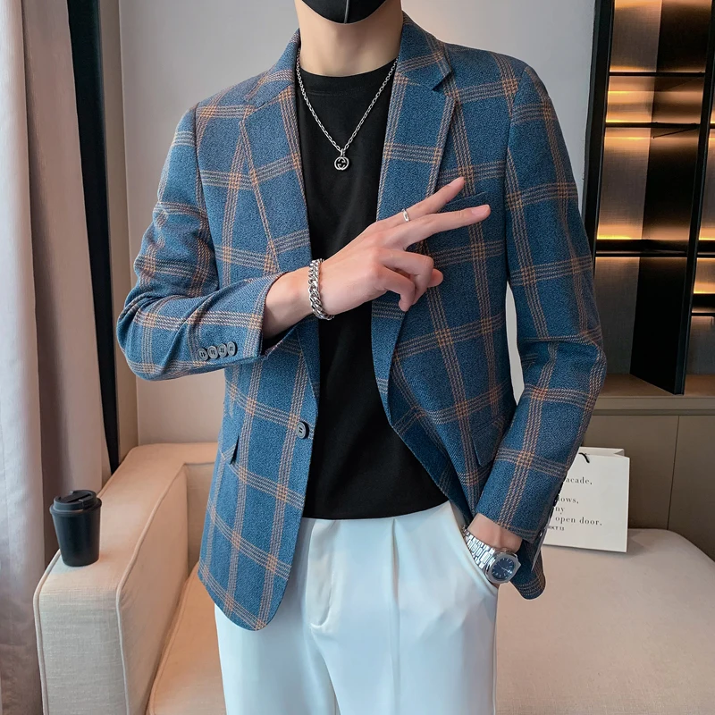 2024 High quality men leisure fashion handsome business trend boutique suit Korean version slim suit single west coat 2