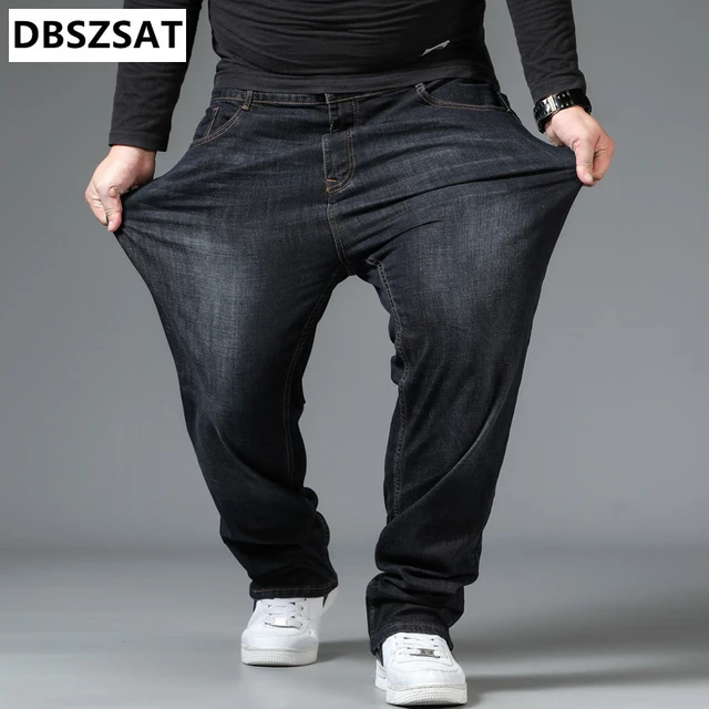 Big Pocket Loose Elastic Waist Ankle Banded Jeans Casual Solid Color D
