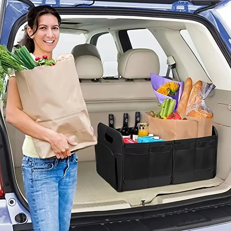 collapsible car trunk storage box, 600d oxford fabric suv organizer with reinforced handles & multiple compartments for vehicle 6 Collapsible Car Trunk Storage Box, 600D Oxford Fabric SUV Organizer with Reinforced Handles & Multiple Compartments for Vehicle 6