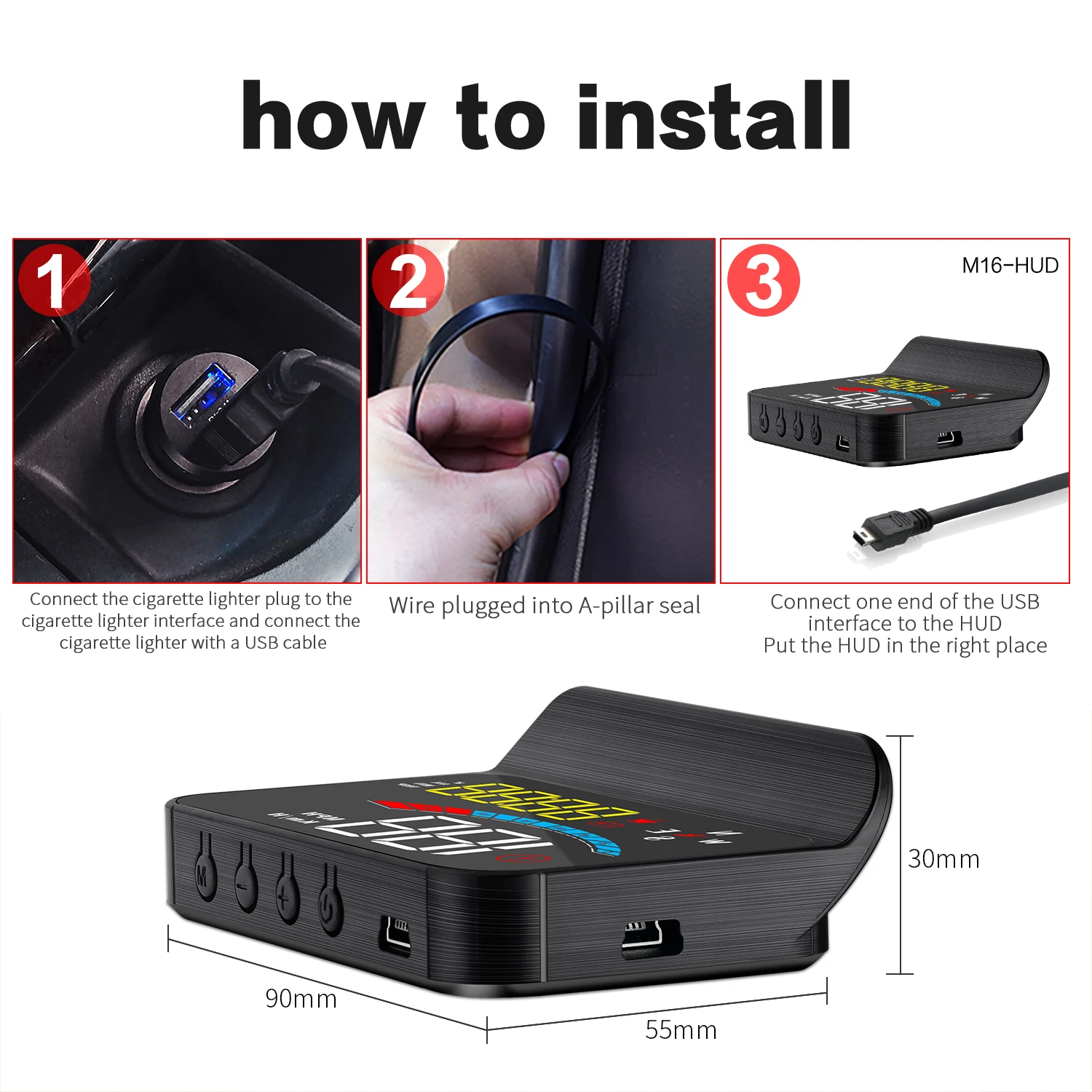 OBDHUD M16  ÷ ӵ, Ʈ  ϸ ħ ˶ δ,     , GPS HUD
