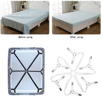 Support de drap de lit élastique réglable, 12 Clips, attaches à Clip pour matelas, couverture, couvertures, sangle de fixation antidérapante, pinces, noir/blanc 2
