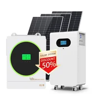 Système d'énergie solaire hybride 6,2 kW, 6200 W monophasé 230 V, kit complet pour la maison, batterie LiFePO4, stockage d'énergie, panneau solaire mono 1