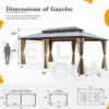 12'x20' Hardtop Gazebo with Polycarbonate Double Roof, Aluminum Frame Outdoor Gazebo Permanent Pavilion, Lawn & Garden 5