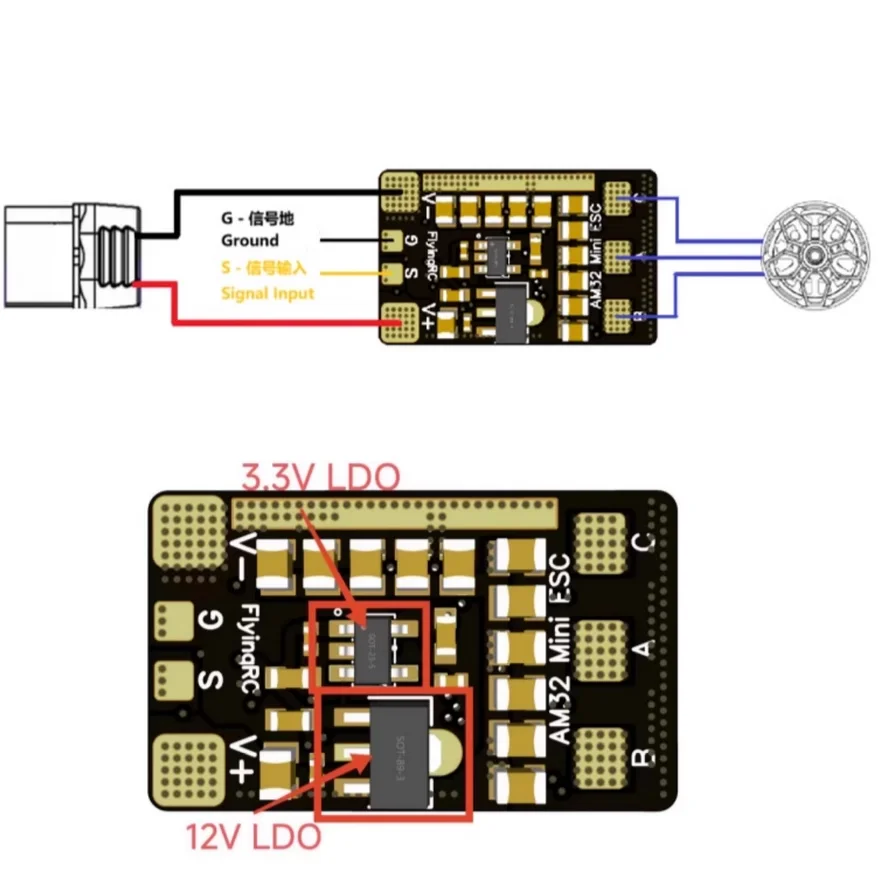 FlyingRC Mini ESC 40A V1 FPV ESC 32-bit Drohne ESC – Detail 1
