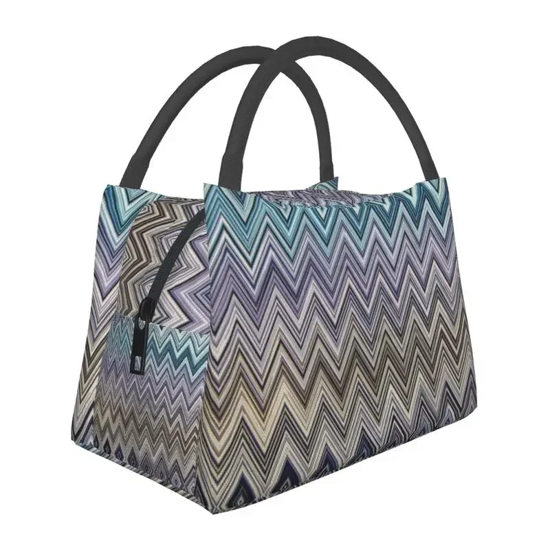 

Home Zig Zag Bohemian Insulated Lunch Bags for Men Resuable Zigzag Boho Pastel Cooler Thermal Lunch Tote Office Picnic Travel