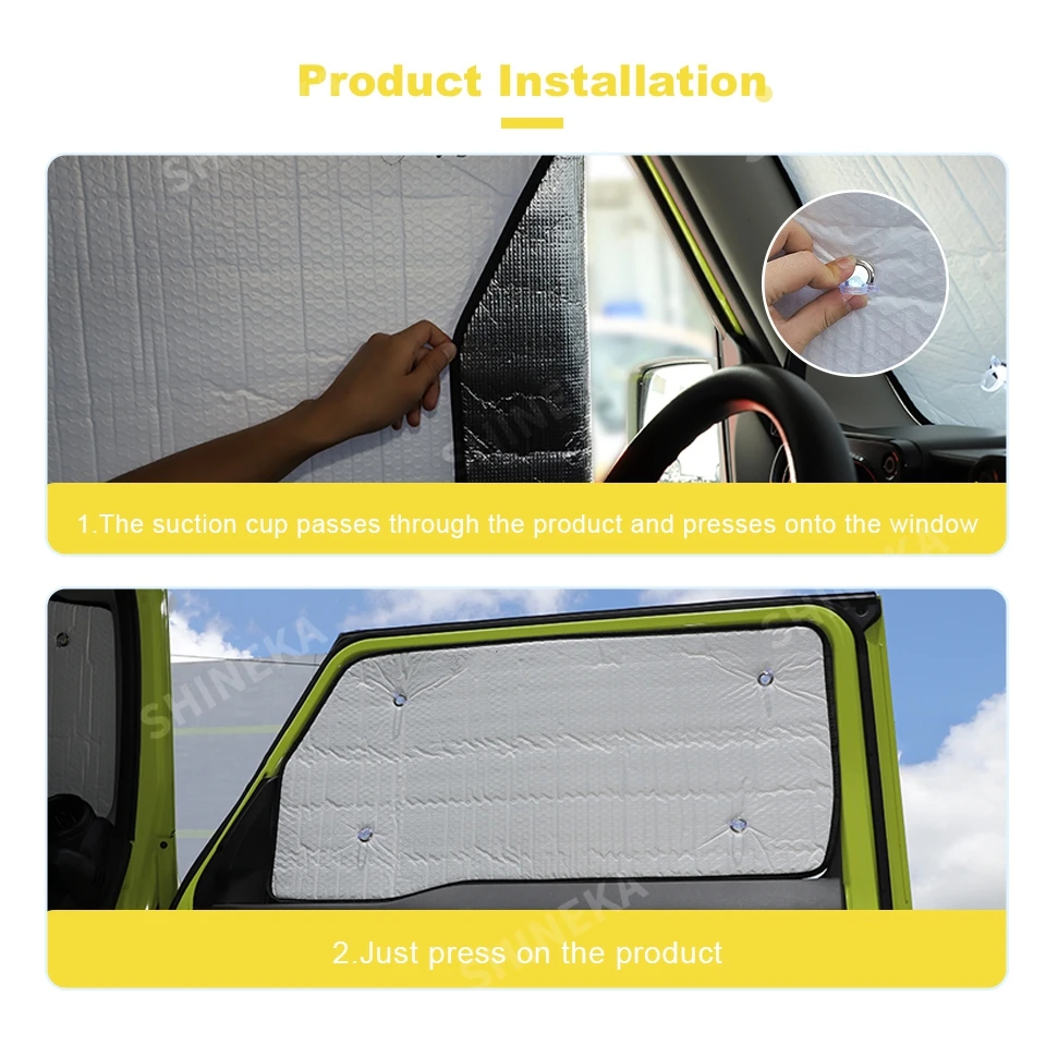 SHINEKA Auto Fenster Visier Sonnenschirm Wärmedämmung Kit Für Suzuki Jimny JB64 JB74 2019 2020 2021 2022 2023 + außen Zubehör – Detail 4