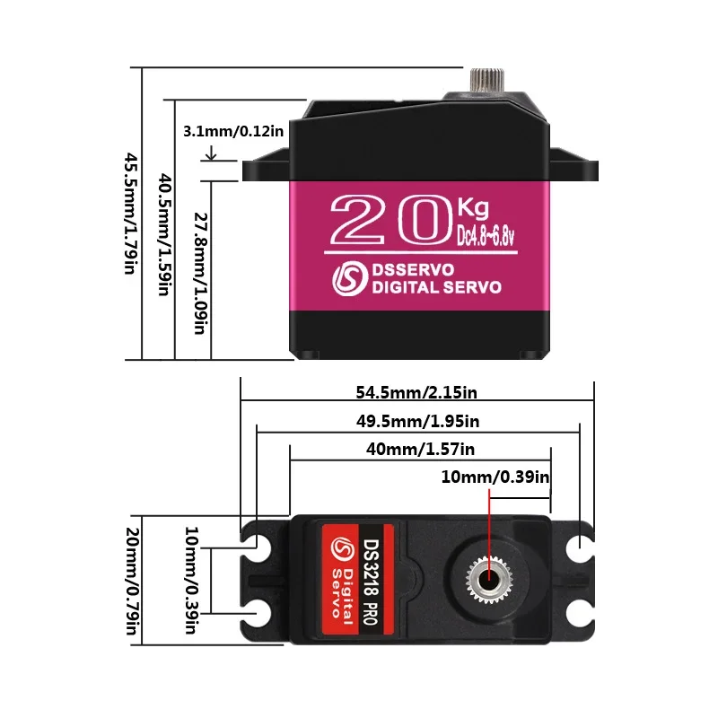 Servo numérique étanche DS3218 PRO 20KG 0.09s pour RC
