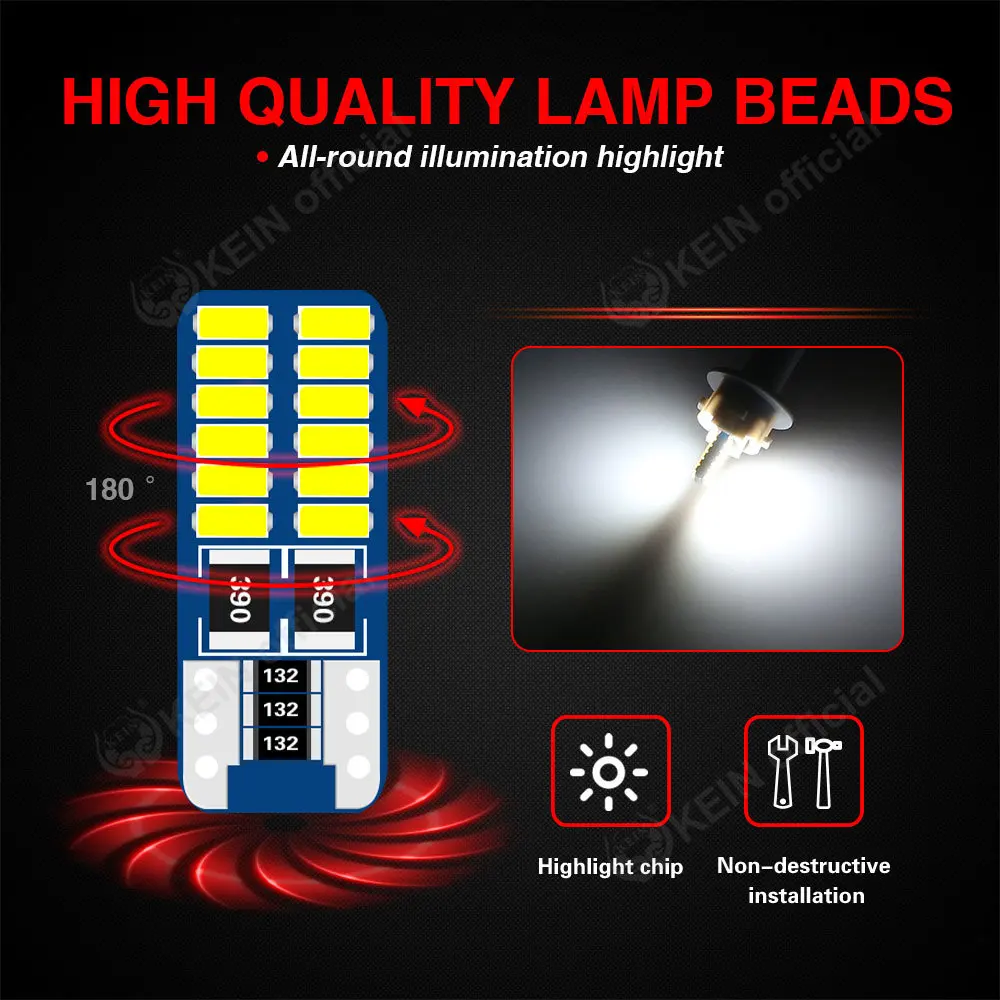 KEIN 4PCS C5W Led Light C10W SV8.5 T10 Festoon BA9S 31 mm 28mm Warm White 31mm 36mm 39mm 41mm Lamp Red 12V 24V Car Interior Bulb