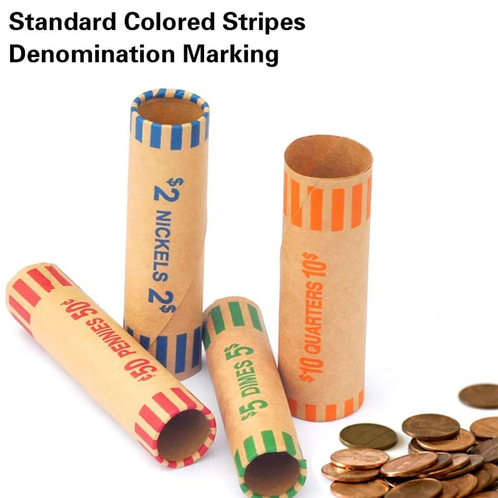 NATURALABEL Striped Coin Wrappers Rolls Penny/ Nickel/ Dime/ Quarter 64 Pieces