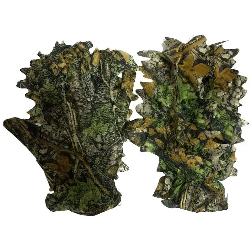 3D Leaf Camo Gloves climbing Cycling Maple leaves Bionic Camouflage Shooting Hunting thin Gloves