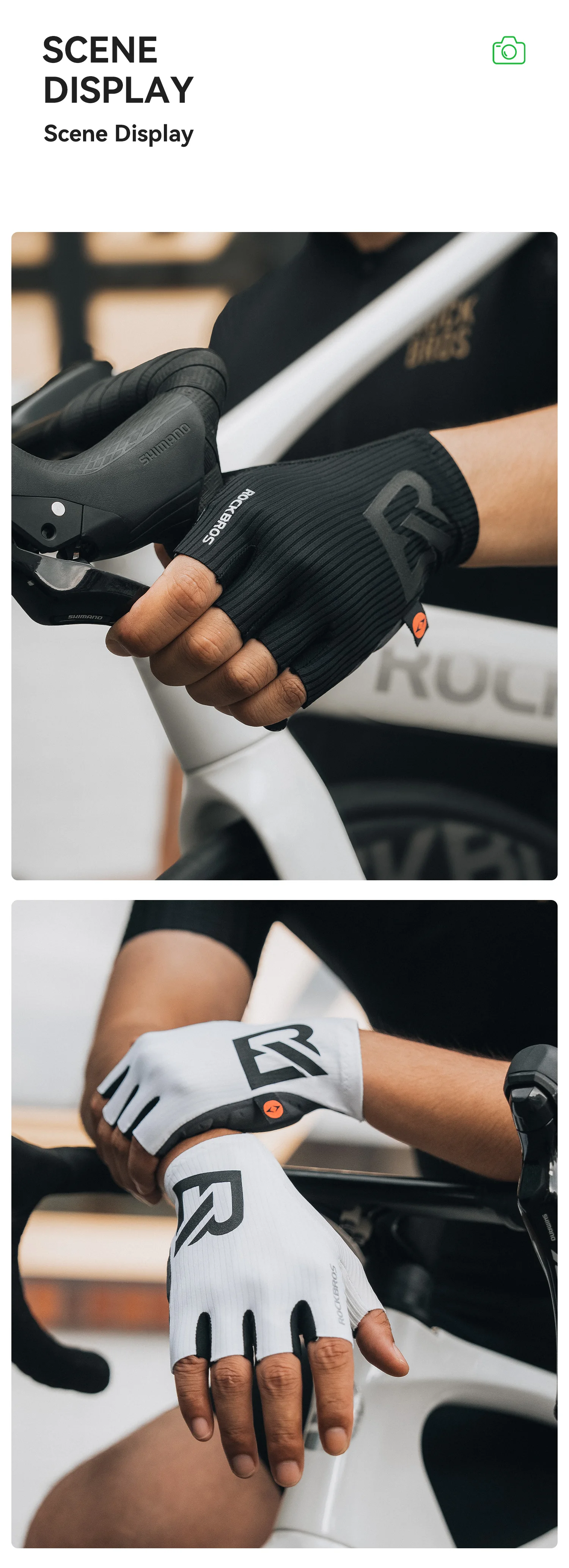 ROCKBROS Sommer-Fahrradhandschuhe leicht elastisch atmungsaktiv Halbfinger-Handschuhe hochdichtes Kissen Handflächenpolster Fahrradhandschuhe – Detail 13