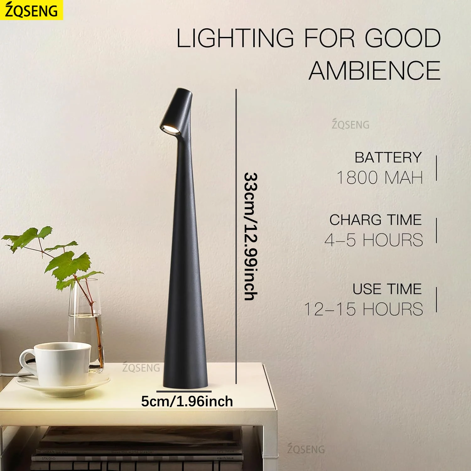 Table Lamp LED Touch Sensor Desktop Night Light Rechargeable Wireless Reading Lamp for Restaurant Hotel Bar Bedroom Decor Light 3