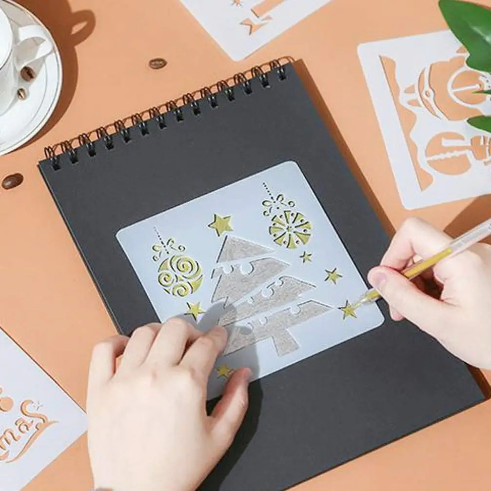 Baby-32Pcs 만다라 그림 템플릿 DIY 그림 예술에 적합 크리스마스 일기 패턴 중공
