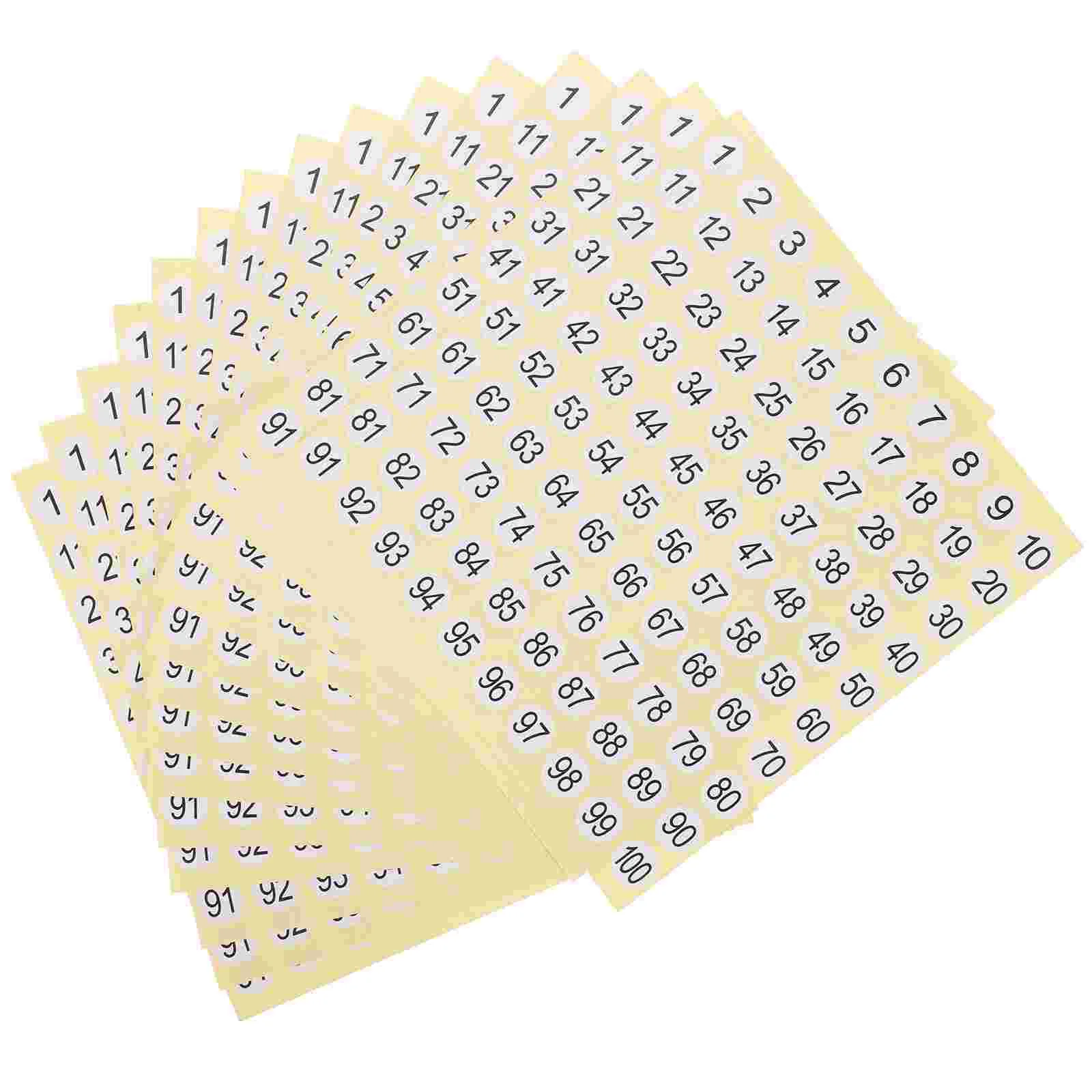 15 Sheets Numbered Stickers 1-100 Circle Round Labels Adhesive Coated Paper Office