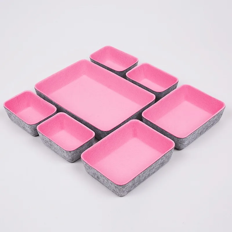7pcs/set Felt Storage Box Organizer for Office Desk  Desktop Organization Accessories Multi-Purpose Felt Fabric Organizer 4
