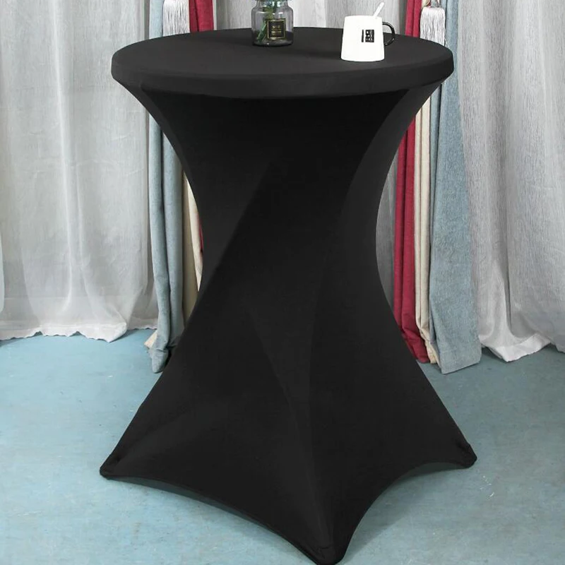 60/80cm Diameter Stretch Round Tablecloth Cocktail Table Cover Spandex Bar Table Cloth Hotel Wedding Party Cover Decor