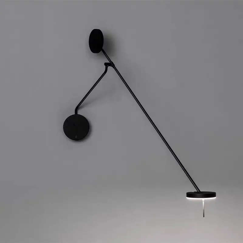 Invisible Wall lamp led Long Swing Arm Lamp black minimalist lamp Home Bedside Atmosphere Decoration Office study long pole lamp 2