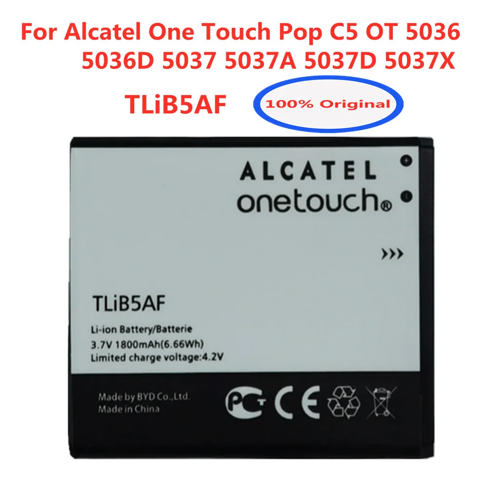 

New 3.7V 1800mAh Battery TLiB5AF Phone Batteries For Alcatel One Touch Pop C5 OT 5036 5036D 5035D 5037 5037D 5037A 5037X
