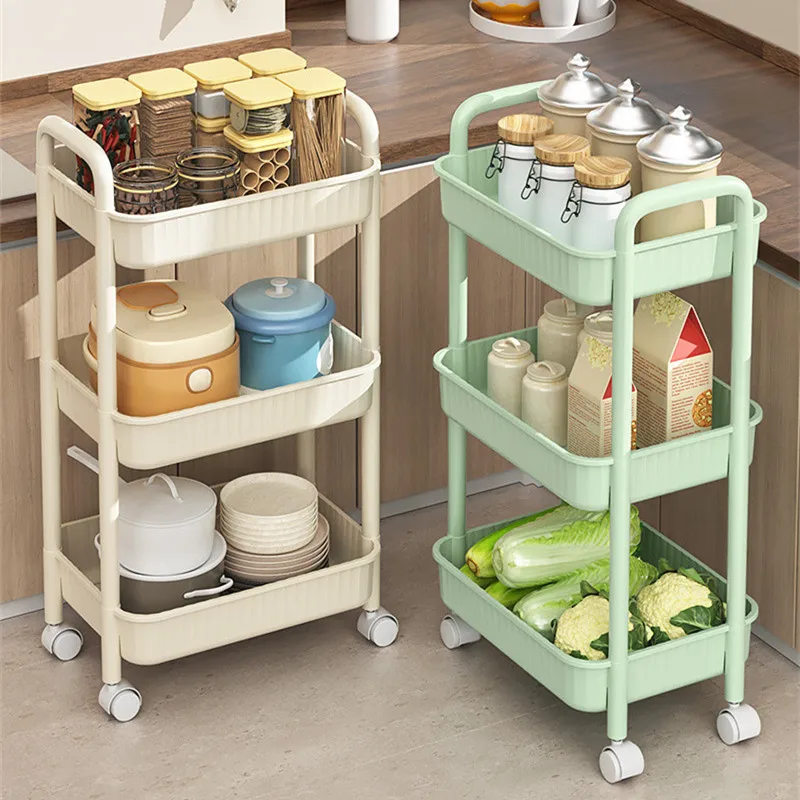 

2/3Layers Trolley Rack Home Removable Kitchen Seasoning Bottle Fruit and Vegetable Cutlery Storage Rack Snack Sundry Organizer