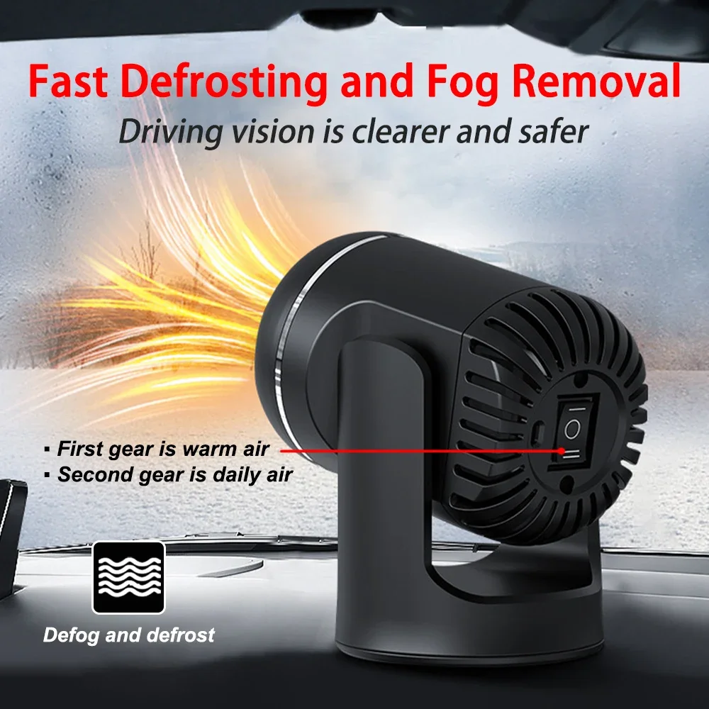 130W Portable Car Heater Fan Car Fast Heating Fan Home Auto Anti-Fog Heater 12V/24V Black White Power Defogger New