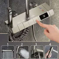 Top1 Piano Key Shower Set Gray Bathroom Digital Display Faucet Shower System Set Bathtub Hot and Cold 4 Functions Tap Shower Set 1
