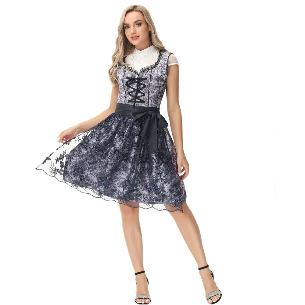

Adult Women Oktoberfest Dirndl Costume Parade Tavern Bartender Waitress Outfit Cosplay Carnival Halloween Fancy Party Dress
