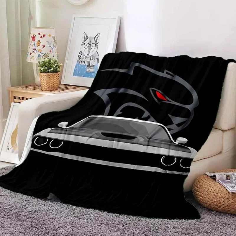 Famous Racing Car SRT Hellcat Demon Dodge Challenger Blanket Home Bedroom Sofa Casual Flannel Shawl Blanket Adult Soft Bed Sheet 5