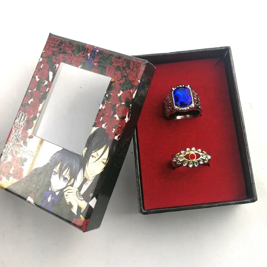 Necklace Pendant Anime Necklace Anime Ring Black Butler Kuroshitsuji Ciel Phantomhive Sebastian Michaelis Alois Trancy's Cosplay Prop Set Ring Necklace Pendant Badge Gift