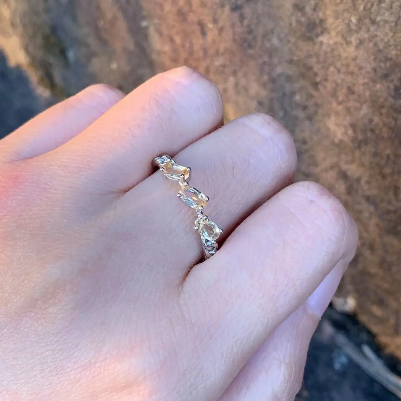 3MM Natural Citrine Ring Adjustable Female Ring Jewelry for Women Gift Wholesale High Quality Vintage Fine