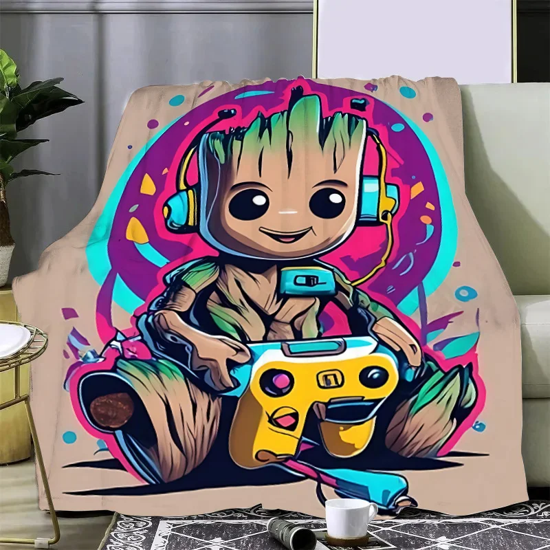 Marvel Cute Groot Printed Blanket Picnic Blankets Warm Blanket Soft and Comfortable Blanket Home Travel Birthday Gift 3