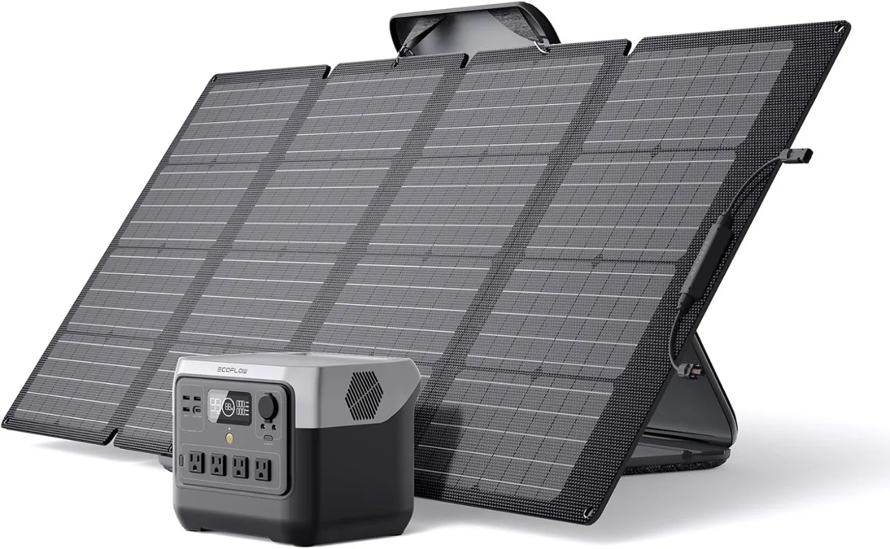 Solar Generator RIVER 2 Pro 768Wh Portable Power Station 160W Portable Solar Panel LiFePO4 Battery 70 Min Fully Charged 4&times;AC
