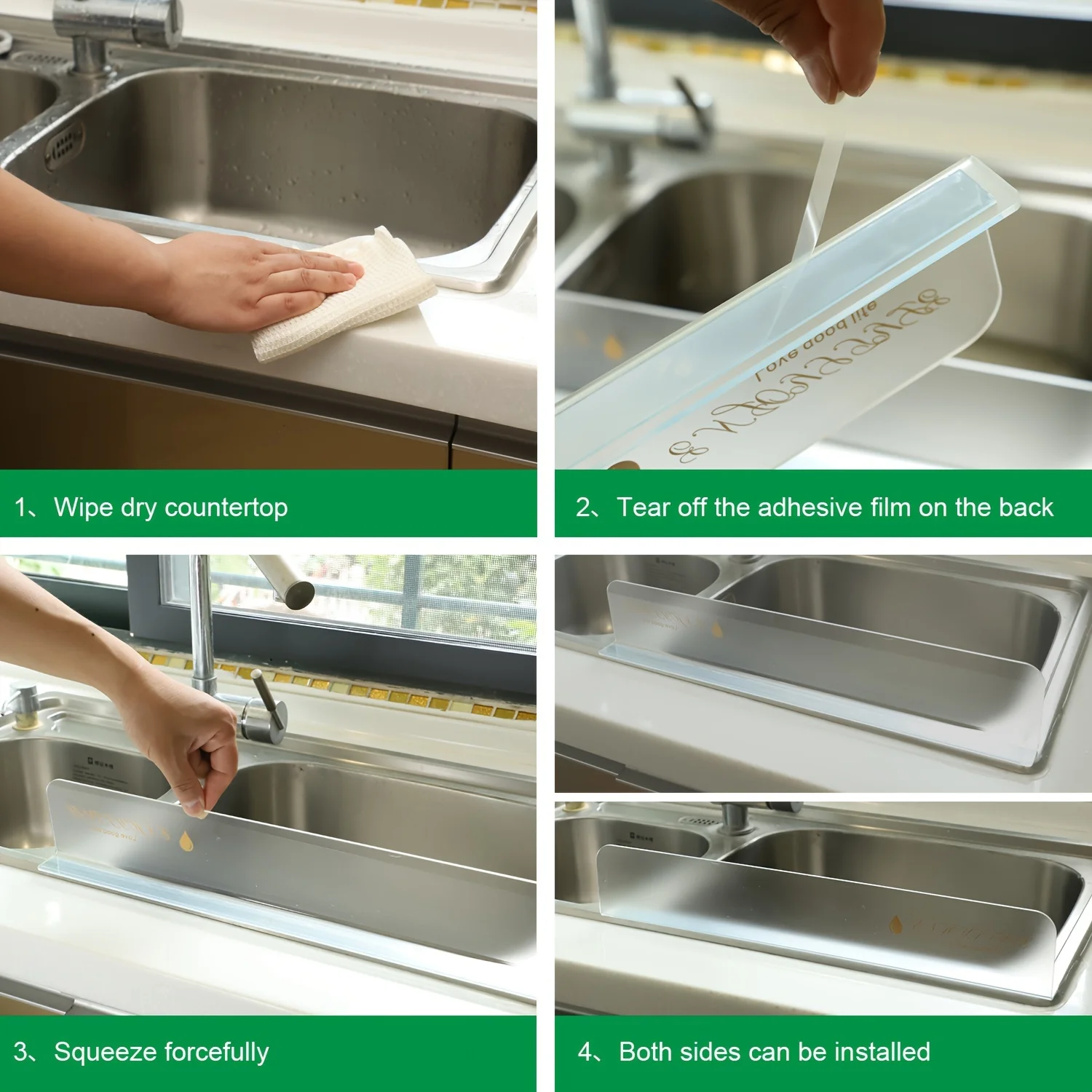 Modern Acrylic Kitchen Sink Splash Guard-Square Water Barrier for Dishwashing and Hand Washing Sink Edge Protector Accessoriy