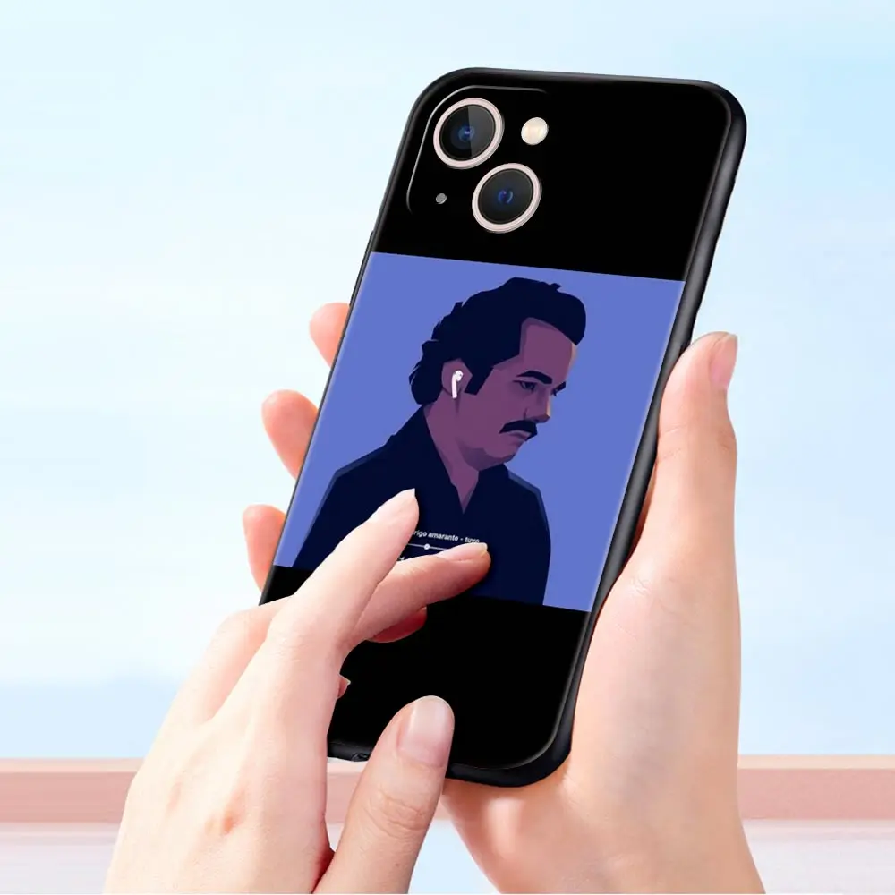 Luxurious Black Silicone Phone Case Inspired by Narcos TV Series Featuring Pablo Escobar Design