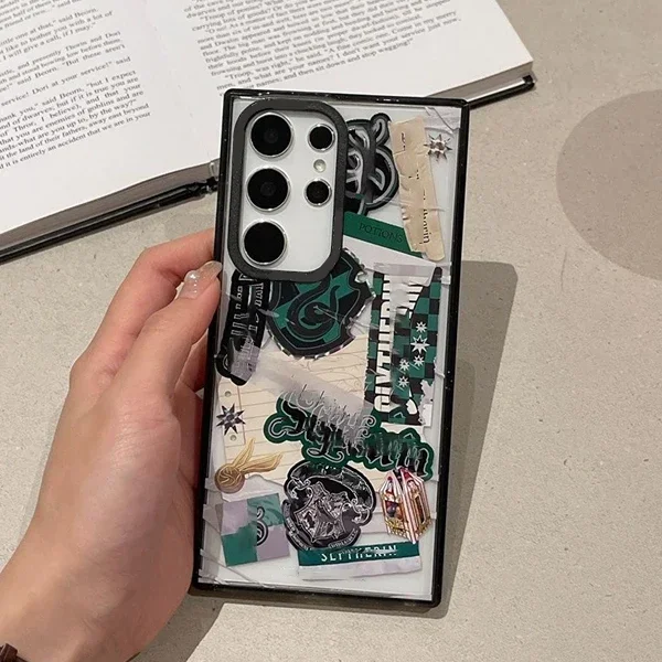 

Magic Acrylic Black Border Case for Samsung Galaxy S24 S23 S22 Ultra S24+ S23+ S22 Plus Cover Protective Shell