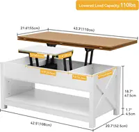 DWVO Coffee Table with Lifting Top, Multifunctional Coffee Table with Storage, Center Table with Hidden Compartment for Living R 2