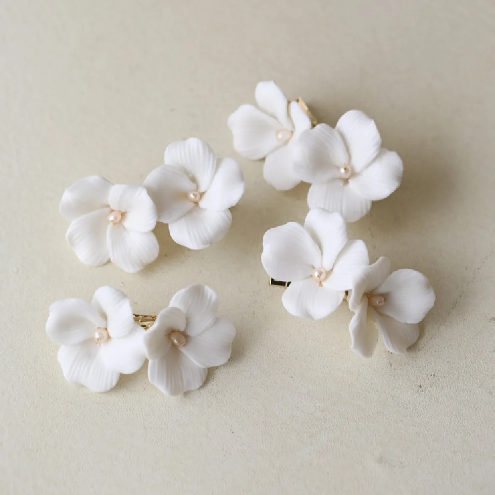 1pc Ceramic Flower Hair Clip Jewelry Accessories Jewelry Set Hair Accessory Hair Clip Hair Headdress Bridal Headwear Pearl Hairpins Lady Wedding Hair Accessories Small Pearl Alloy Hairpin Simple Bridal Jewelry Fashion Barrette