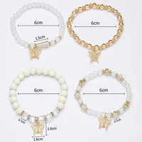 4Pcs Trendy Butterfly Beaded Bracelet Set For Women Pink Acrylic Beads Elastic Chain Bangle Female Bohemian Party Jewelry Gift - Image 4