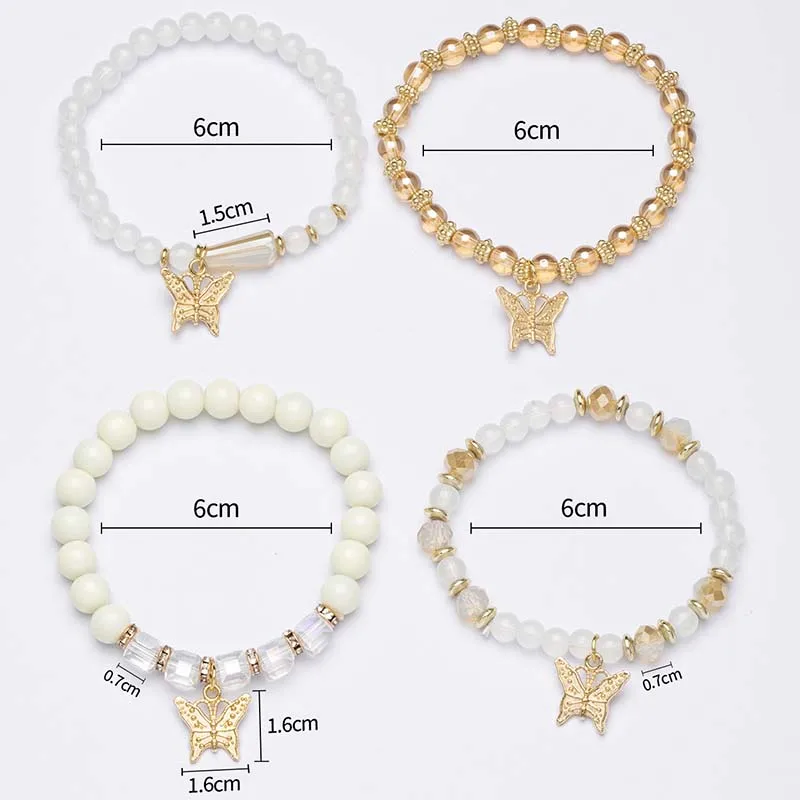 4Pcs Trendy Butterfly Beaded Bracelet Set For Women Pink Acrylic Beads Elastic Chain Bangle Female Bohemian Party Jewelry Gift 4 4Pcs Trendy Butterfly Beaded Bracelet Set For Women Pink Acrylic Beads Elastic Chain Bangle Female Bohemian Party Jewelry Gift 4
