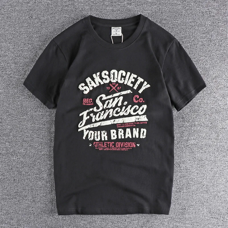2022 Letter printing trend men's short sleeve T-shirt round neck casual youth half top shirt for promotion 675 |