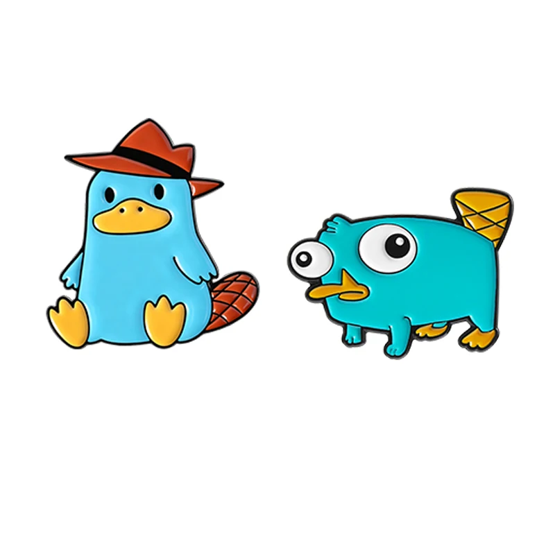 Perry Das Schnabeltier Brosche Emaille Pins Cartoon Anime Charaktere Cowboy Schnabeltier Broschen Revers Hut Abzeichen Schmuck Geschenk für Freunde