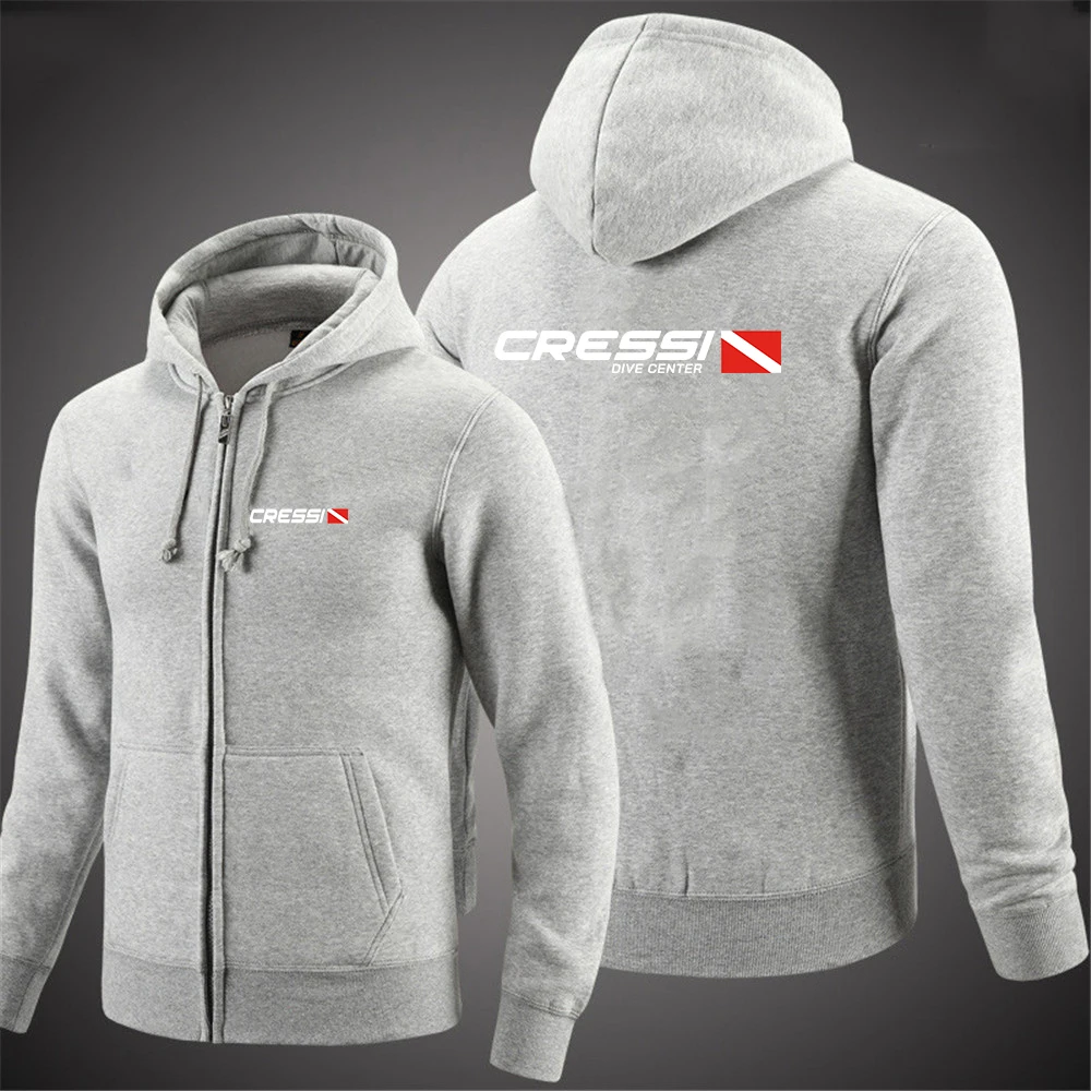 스쿠버 다이브 Cressi 2023 남성용 긴팔 프린트 단색 지퍼 후드 재킷, 캐주얼 패션 스웻셔츠, 풀오버 상의, 신상