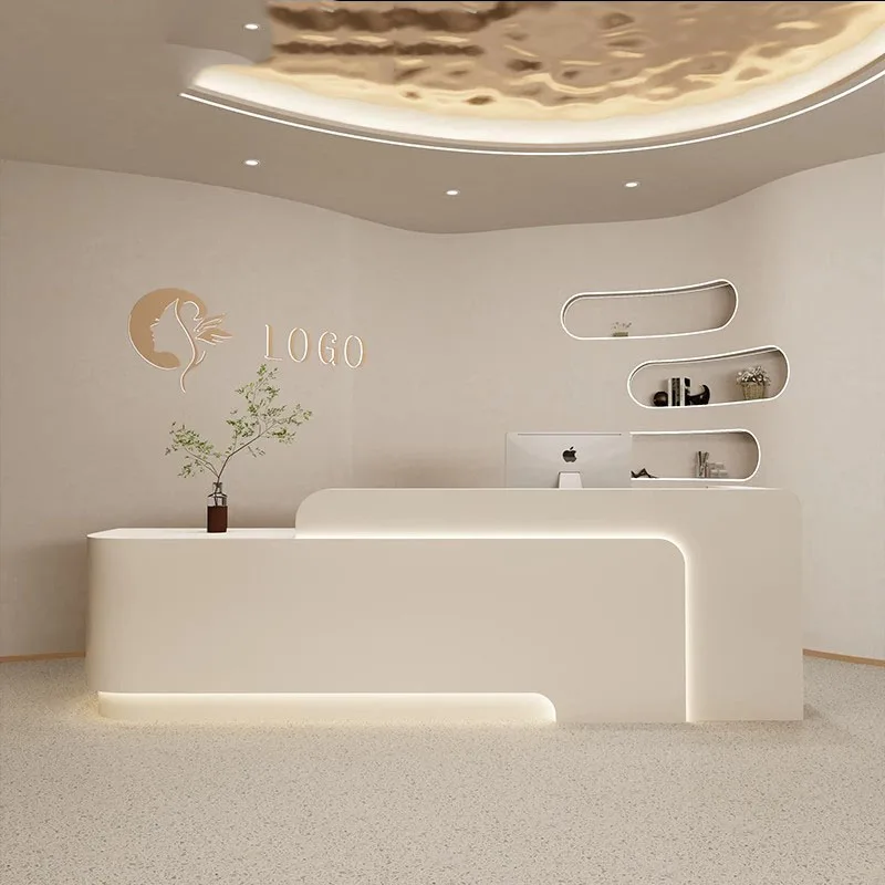 Clinic Premium Reception Desk Cashier Standing Shopping Designs Counter Reception Desk Display Meuble Caisse Shop Furniture HDH